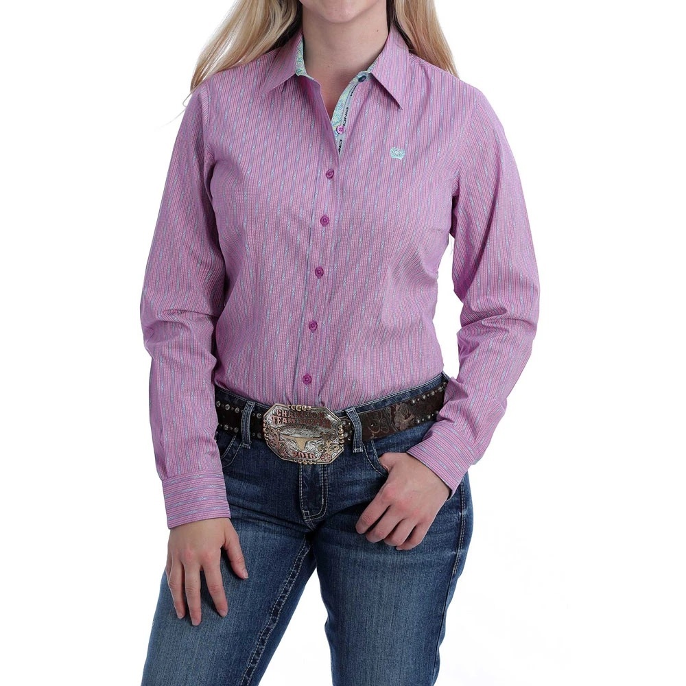 NWT Cinch Women’s Pink Print Snap Shirt